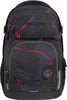 A black backpack with a blue and red abstract pattern. Produktbild-Vorschau