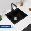 Cecipa Quarzkomposit Spüle 50x45 cm Schwarz, Kratzfest Produktbild-Vorschau 3