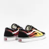 A pair of black Vans Old Skool sneakers with a flame design, shown from a rear-side angle on a white background. Náhled obrázku produktu
