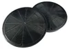 Two black circular carbon filters for a range hood, shown from a diagonal angle against a white background. Voir les images du produit
