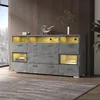 A modern gray sideboard with yellow LED lighting is displayed in a living room setting. Anteprima dell’immagine prodotto
