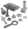 A collection of accessories for a meat grinder, laid out on a white background. Anteprima dell’immagine prodotto