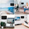 Schwarze Flachbild-TV-Antenne in vier verschiedenen Wohnzimmer-Szenen, an Fernseher angeschlossen Productafbeelding-voorbeeld