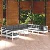 vidaXL 11 tlg. Garten Lounge Set mit Kissen Weiß Massivholz Produktbild-Vorschau 2