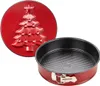 A red springform cake pan with a black interior and a red lid featuring a Christmas tree design. Produktbild-Vorschau