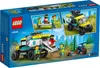 The back of a LEGO City 40582 Allrad-Rettungswagen (All-Terrain Ambulance) box, showing the set built and in action with minifigures, as well as smaller inset images of the set. Produktbild-Vorschau