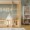 A child's bedroom with a wooden bunk bed, a teepee tent, and a bookshelf. Podgląd zdjęcia produktu