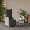 vidaXL Gartensessel mit Fußteil Verstellbar Hellgrau Poly Produktbild-Vorschau 3