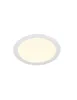 A round, white LED ceiling light with a cream-colored illuminated surface, shown against a white background. Produktbild-Vorschau