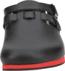 A close-up front view of a black Birkenstock sandal with red sole. Náhled obrázku produktu