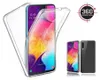 A clear protective phone case is shown with a smartphone inside, and two smaller images of the phone case are displayed to the right. Produktbild-Vorschau