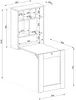 A technical drawing with dimensions of a foldable wall-mounted desk and shelf unit. Produktbild-Vorschau