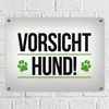 Vorsicht Hund! Metallschild mit Pfoten Motiv in grün Produktbild-Vorschau 2