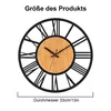 A wall clock with Roman numerals and a wooden center. Produktbild-Vorschau