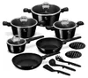 A collection of black cookware and utensils arranged on a white background. Anteprima dell’immagine prodotto