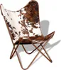 Fauteuil Butterfly brun et blanc Véritable peau de vache Voir les images du produit 1