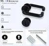 A product image showcasing black door handles and related accessories with descriptive text and icons. Produktbild-Vorschau