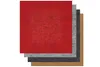 Selbstklebende Filzfliese Anthrazit. Farbmuster in Grau, Rot und Beige.