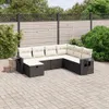 vidaXL 7-tlg. Garten-Sofagarnitur mit Kissen Schwarz Poly Produktbild-Vorschau 2
