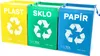 Three recycling bins for sorting waste, labeled 'PLAST', 'SKLO', and 'PAPÍR'. Náhled obrázku produktu