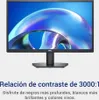 A computer monitor is displayed against a light gray background, with text describing its features below. Voir les images du produit