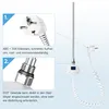An instructional image showing a white electric towel warmer with two numbered callouts explaining its features and installation. Anteprima dell’immagine prodotto