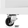 A close-up view of a white caster wheel attached to a white surface, with a 360-degree rotation symbol and text. Produktbild-Vorschau