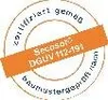 A circular stamp with text and an orange diagonal band. Náhľad obrázku produktu
