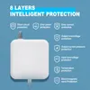 A white power adapter is shown with text describing its 8 layers of intelligent protection. Produktbild-Vorschau