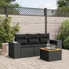 vidaXL 4-tlg. Garten-Sofagarnitur mit Kissen Schwarz Poly Produktbild-Vorschau 2