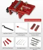 A collage of images showing a red woodworking jig and its various accessories. Náhľad obrázku produktu