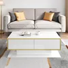 Merax Hochglanzer LED-Couchtisch mit Golddekor, Produktbild-Vorschau 8