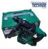 A green and black HIKOKI rotary hammer drill and its green carrying case are displayed on a white background. Produktbild-Vorschau