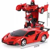 A red toy robot that transforms into a car, shown in its robot form. Produktbild-Vorschau