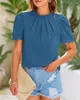 ASKSA Damen Chiffon Blusen Stehkragen Elegant Falten Produktbild-Vorschau 5