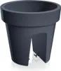 A dark gray planter pot with a unique design that allows it to hang on a railing. Náhľad obrázku produktu