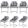 Six gray chairs arranged in two rows on a white background. Náhľad obrázku produktu
