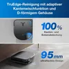 Marketing image showing a robot vacuum cleaner with feature callouts. Produktbild-Vorschau