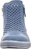 A close-up front view of a blue perforated ankle boot. Produktbild-Vorschau