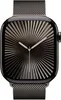 A close-up, front-facing view of an Apple Watch with a Milanese loop band and a unique watch face. Produktbild-Vorschau