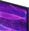 A close-up view of a television screen displaying a vibrant, abstract image with purple and blue hues, resembling grass or fur with water droplets. Produktbild-Vorschau