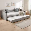 Homestyle4u denná rozkladacia posteľ 90x200cm sivá drevená Náhľad obrázku produktu 8