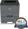 A Brother laser printer is shown in front of a white background, with a "BLI Buyers Lab 2016 Pick" badge to the right. Produktbild-Vorschau