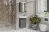 A modern bathroom with a vanity, toilet, and shower. Produktbild-Vorschau