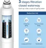A cutaway view of a water filter next to a chart showing its reduction list. Podgląd zdjęcia produktu