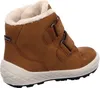 A single brown boot with white soles and cream lining is shown against a white background. Podgląd zdjęcia produktu
