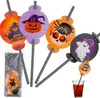 Papierové slamky s dekoráciou Halloween Eco Tube Ghosts Náhľad obrázku produktu 1