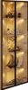 A tall, narrow display cabinet with glass doors, showcasing various models and collectibles on illuminated shelves. Produktbild-Vorschau