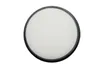 A top-down view of a round vacuum cleaner filter with a black rim and a white filter material. Produktbild-Vorschau