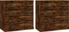 Two wooden sideboards with three drawers each, presented side-by-side on a white background. Náhled obrázku produktu